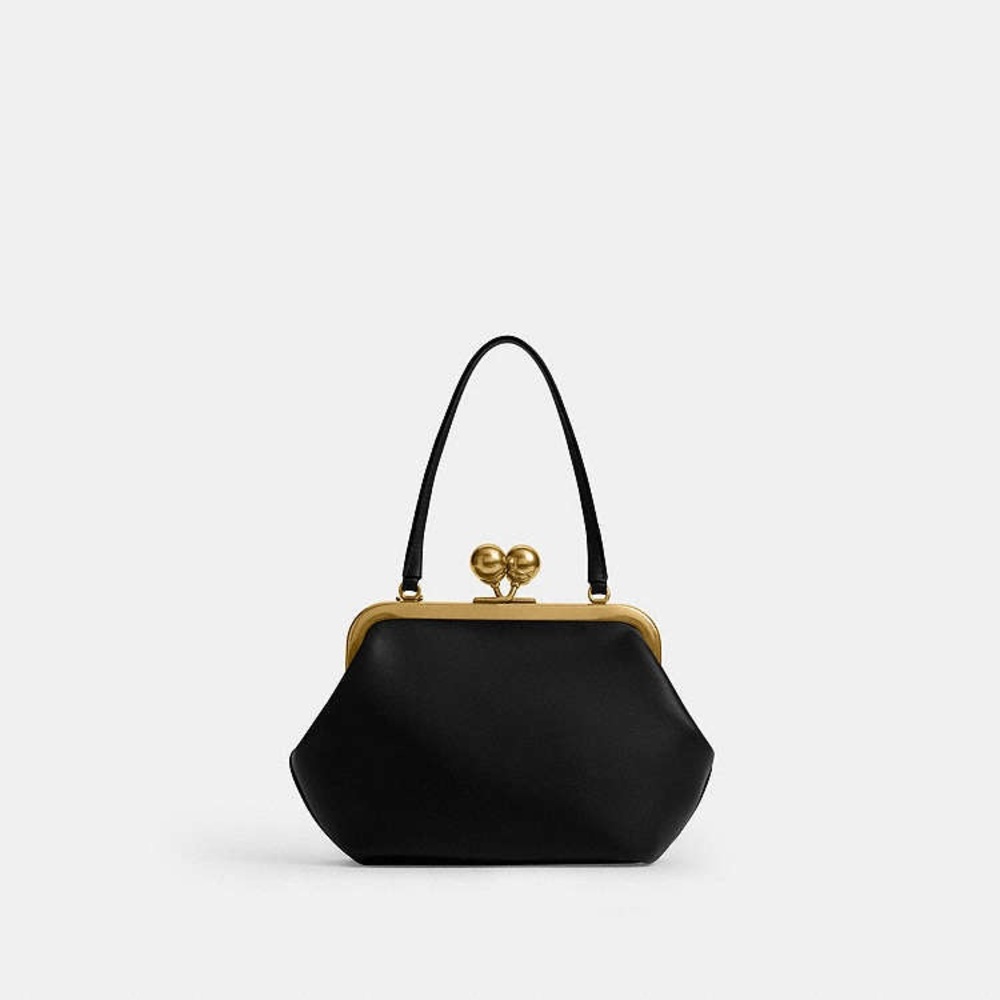 Coach Black Leather Kisslock Bag